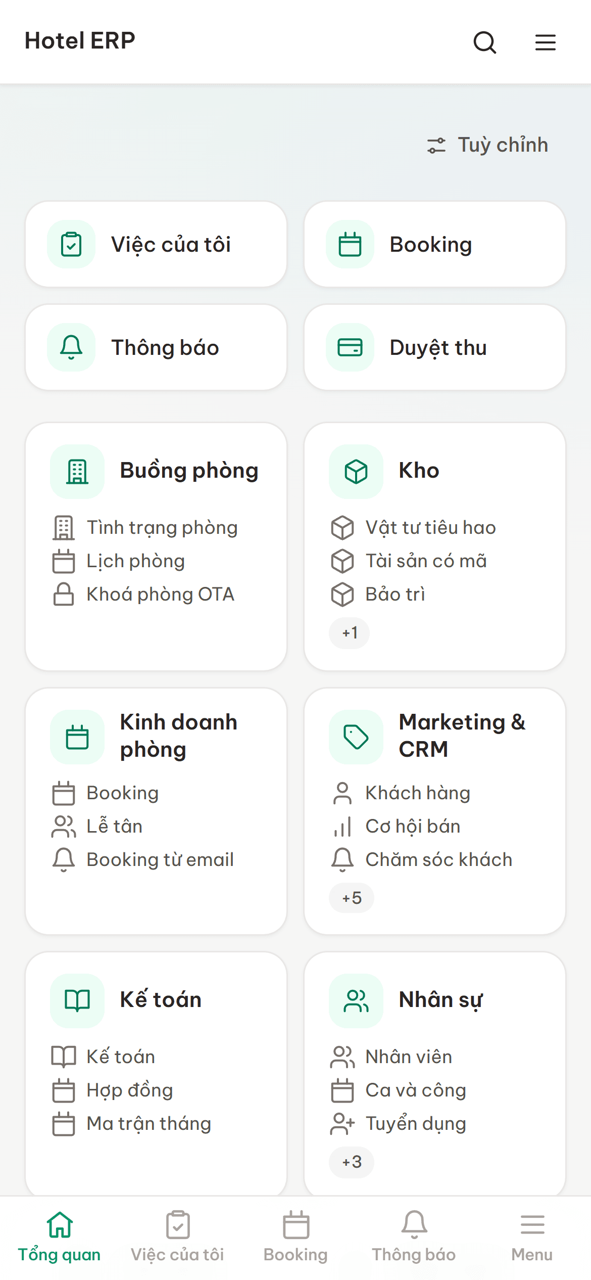 Trang chủ trên điện thoại